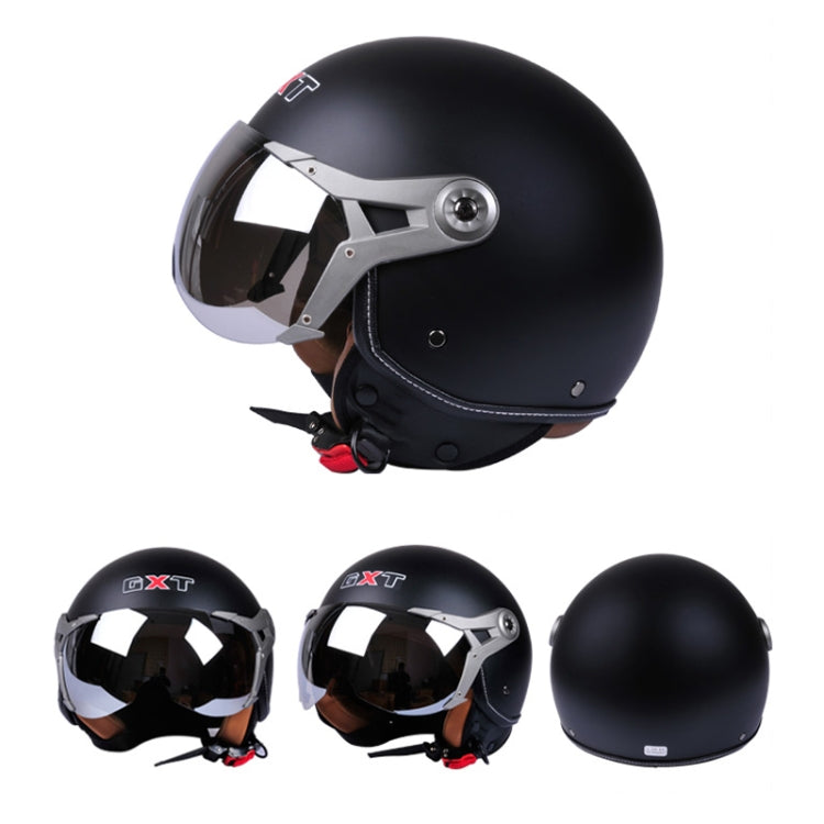 GXT Electric Vehicle Half Cover Helmet Four Seasons Retro Helmet, Size: XL(Matte Black Flower) - Helmets by GXT | Online Shopping South Africa | PMC Jewellery | Buy Now Pay Later Mobicred