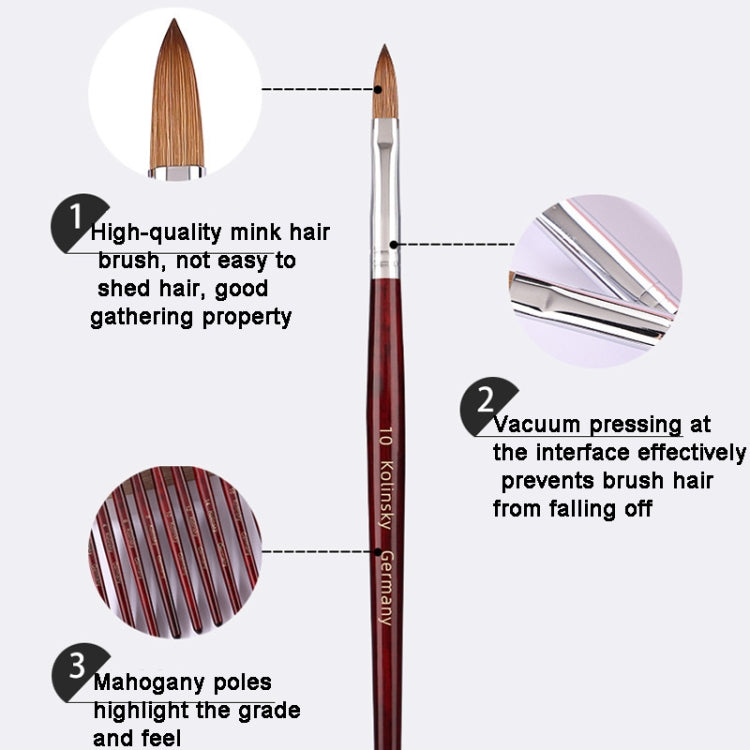 Red Wood Handle Kolinsky Hair Nail Art Brush No. 8 - Nail Art Equipment by PMC Jewellery | Online Shopping South Africa | PMC Jewellery | Buy Now Pay Later Mobicred