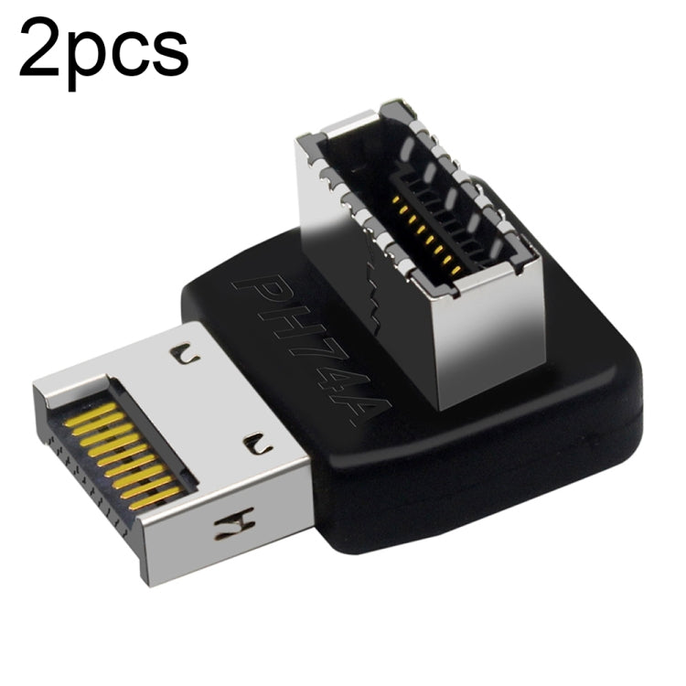 2pcs USB3.1 Type-E Computer Motherboard Interface 90 Degrees Elbow Front Type-C Adapter(PH74A) - Cable & Adapters by PMC Jewellery | Online Shopping South Africa | PMC Jewellery