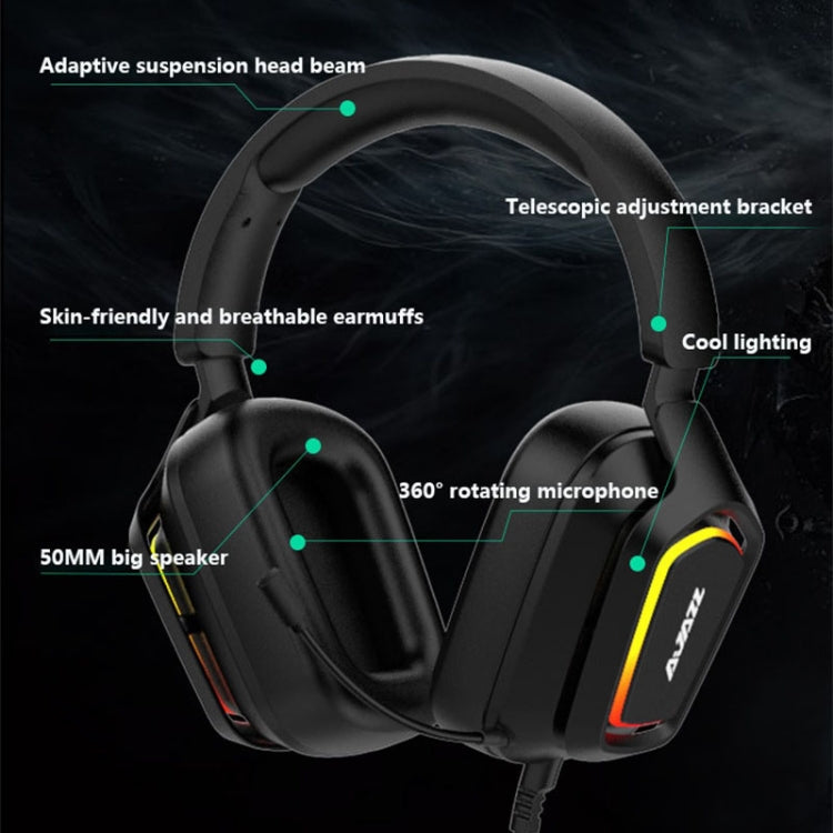 Ajazz AX368 Computer Game Audio Recognition RGB Headset 7.1 Channel Version (Black) - Multimedia Headset by Ajazz | Online Shopping South Africa | PMC Jewellery | Buy Now Pay Later Mobicred