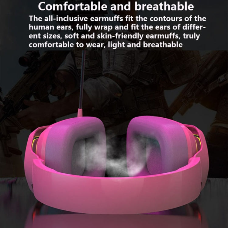 Ajazz AX368 Computer Game Audio Recognition RGB Headset 3.5mm Version (Pink) - Multimedia Headset by Ajazz | Online Shopping South Africa | PMC Jewellery | Buy Now Pay Later Mobicred