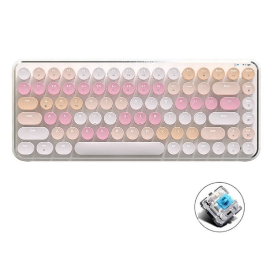 Ajazz K840T 84-Key Wireless/Bluetooth/Wired Three-Mode Round Key Punk Keycap Mechanical Keyboard Green Shaft (White Peach Mousse) - Wireless Keyboard by Ajazz | Online Shopping South Africa | PMC Jewellery | Buy Now Pay Later Mobicred