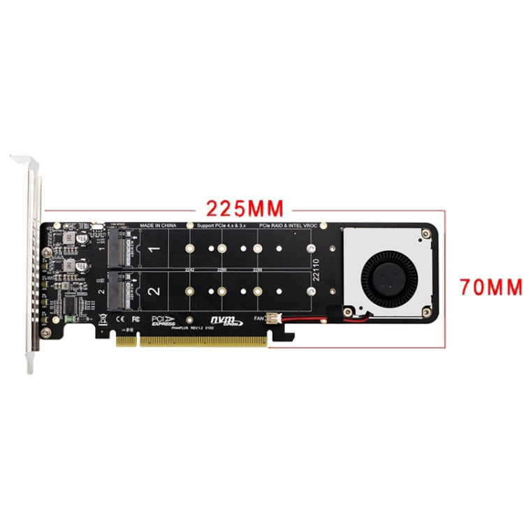 PCI-E X16 to M.2 M-key NVME X4 SSD RAID Array Expansion Adapter Support 2242/2260/2280/22110(PH44Plus) - Card Adapter by PMC Jewellery | Online Shopping South Africa | PMC Jewellery | Buy Now Pay Later Mobicred