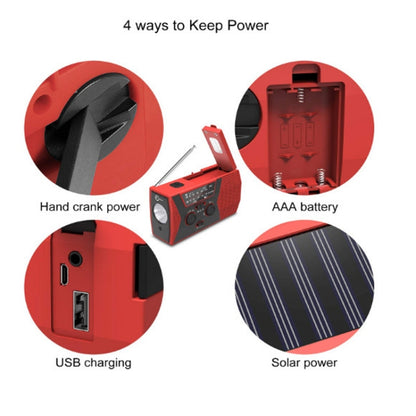 AM/FM/NoAA 2000mAh Emergency Radio Portable Hand Crank Solar Powered Radio(Red) - Radio Player by PMC Jewellery | Online Shopping South Africa | PMC Jewellery | Buy Now Pay Later Mobicred