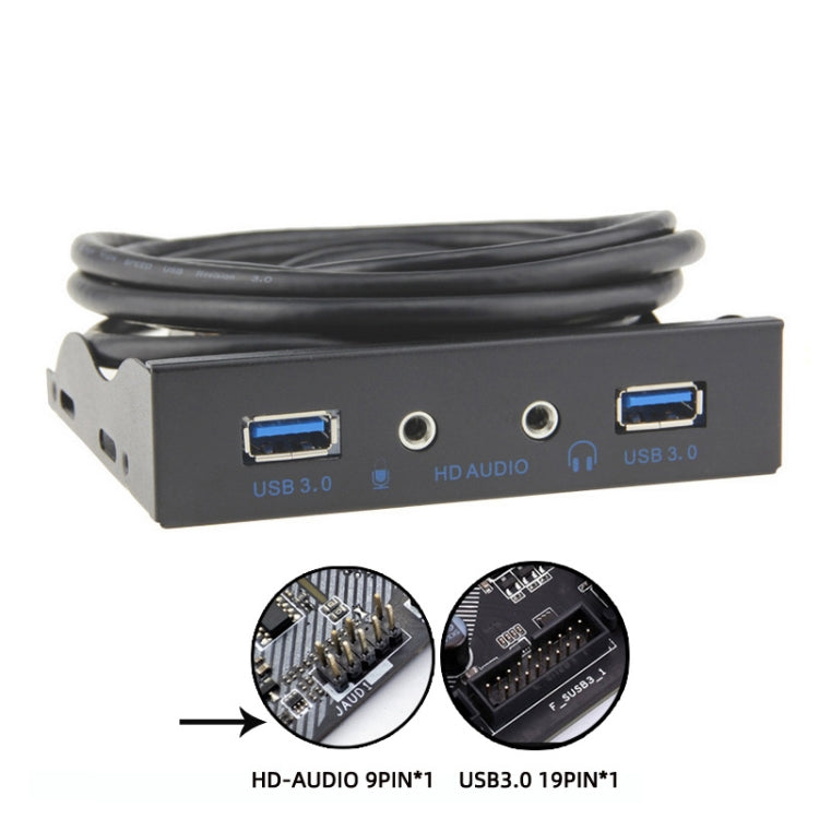 3.5-Inch  2 USB 3.0+HD AUDIO Port Desktop PC Floppy Drive Front Panel(Black) - Computer Cases & Towers by PMC TechLife | Online Shopping South Africa | PMC TechLife