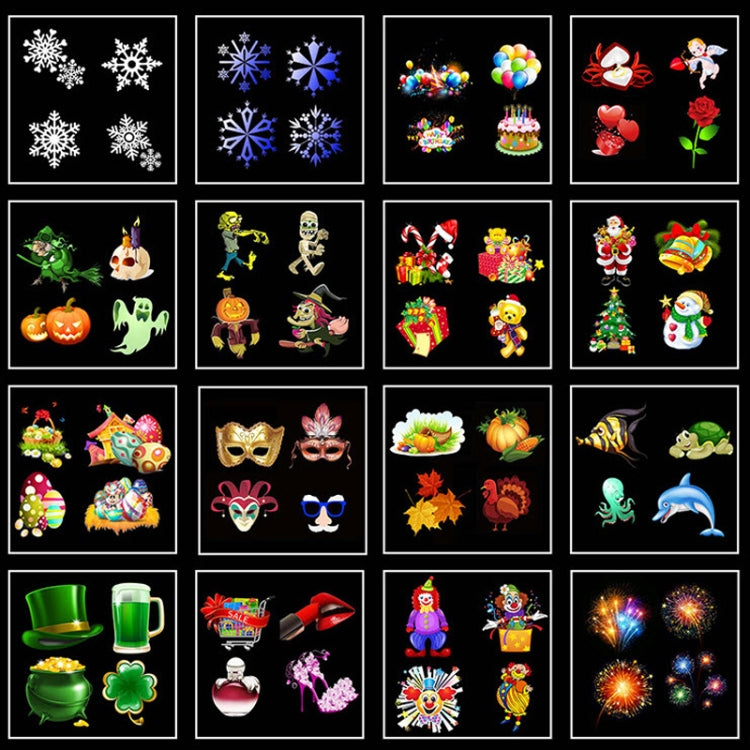 12 Cards EU Plug Color Card Pattern 9W Christmas Projection Light Remote Control Snow Light - Christmas Decoration Lamps by PMc TechLife | Online Shopping South Africa | PMc TechLife | Buy Now Pay Later Mobicred