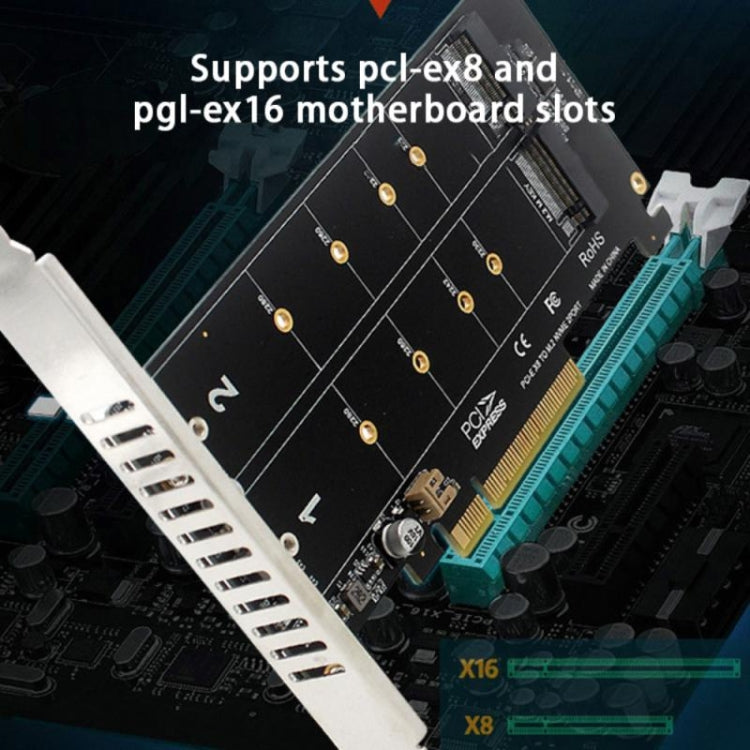 PCI-E X8 Double Disk Transfer Card NVME M.2 MKEY SSD RAID Array Expansion Adapter(PH45) - Card Adapter by PMC TechLife | Online Shopping South Africa | PMC TechLife