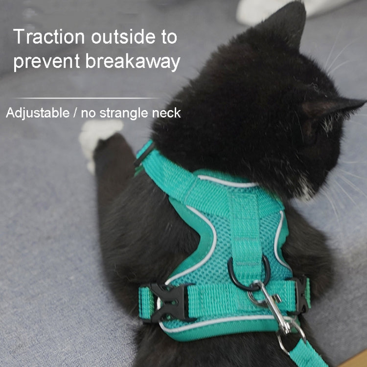 Pet Vest Harness + Traction Rope Set Reflective Breathable Dog Cat Harness, Size: M(Red) - Leashes by PMC TechLife | Online Shopping South Africa | PMC TechLife