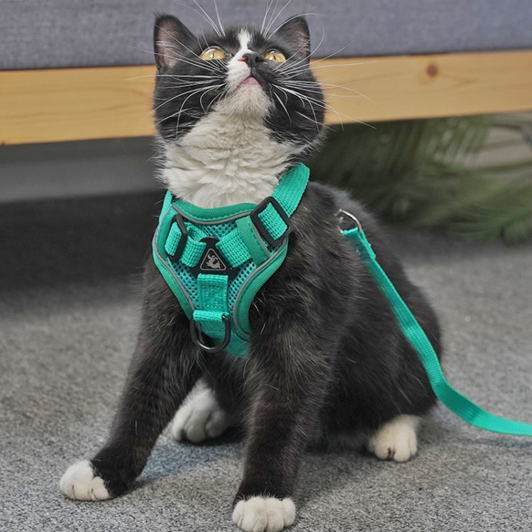 Pet Vest Harness + Traction Rope Set Reflective Breathable Dog Cat Harness, Size: M(Coffee) - Leashes by PMC TechLife | Online Shopping South Africa | PMC TechLife