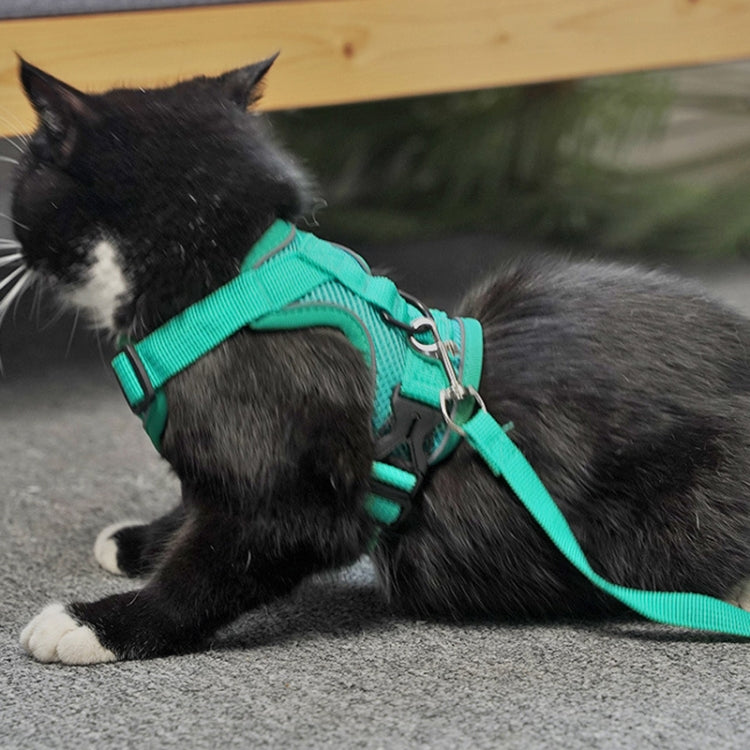 Pet Vest Harness + Traction Rope Set Reflective Breathable Dog Cat Harness, Size: L(Blue) - free shipping - PMC TechLife - Order now!