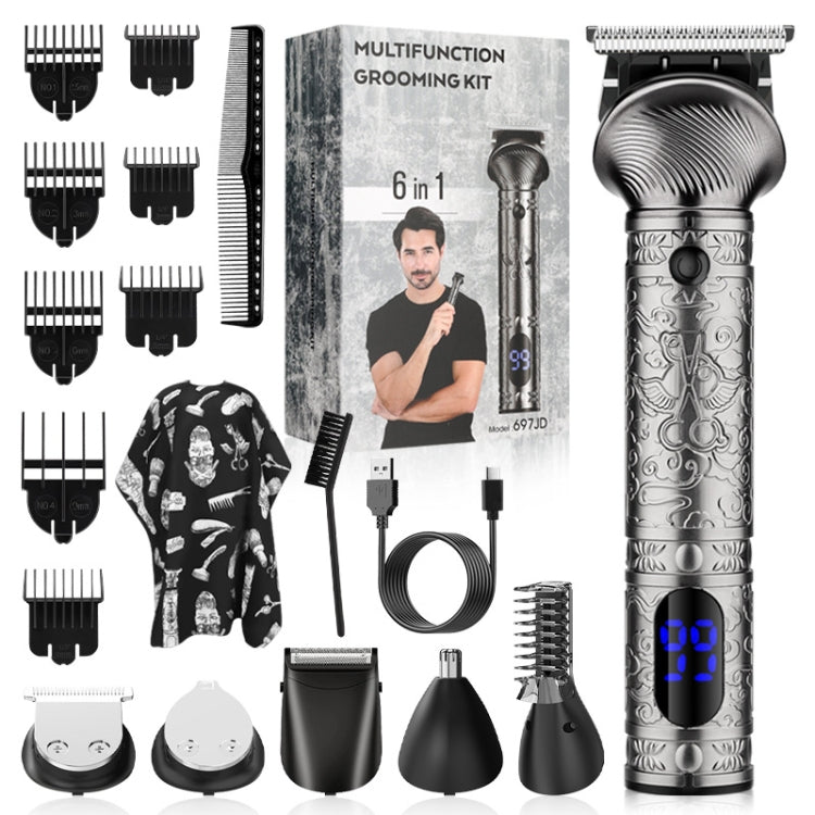 6 In 1 Men Multi-Functional Clipper Metal Body Hair Cutting(Silver Gray) - Hair Trimmer by PMC Jewellery | Online Shopping South Africa | PMC Jewellery | Buy Now Pay Later Mobicred