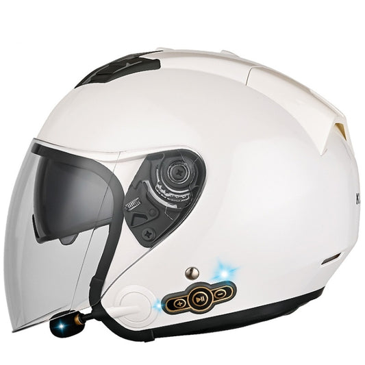 KUQIBAO Motorcycle Smart Bluetooth Sun Protection Double Lens Safety Helmet, Size: M(White) - Helmets by KUQIBAO | Online Shopping South Africa | PMC Jewellery | Buy Now Pay Later Mobicred