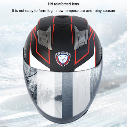 KUQIBAO Motorcycle Smart Bluetooth Sun Protection Double Lens Safety Helmet, Size: XL(White Phantom Fiber+Gray Tail) - Helmets by KUQIBAO | Online Shopping South Africa | PMC Jewellery | Buy Now Pay Later Mobicred