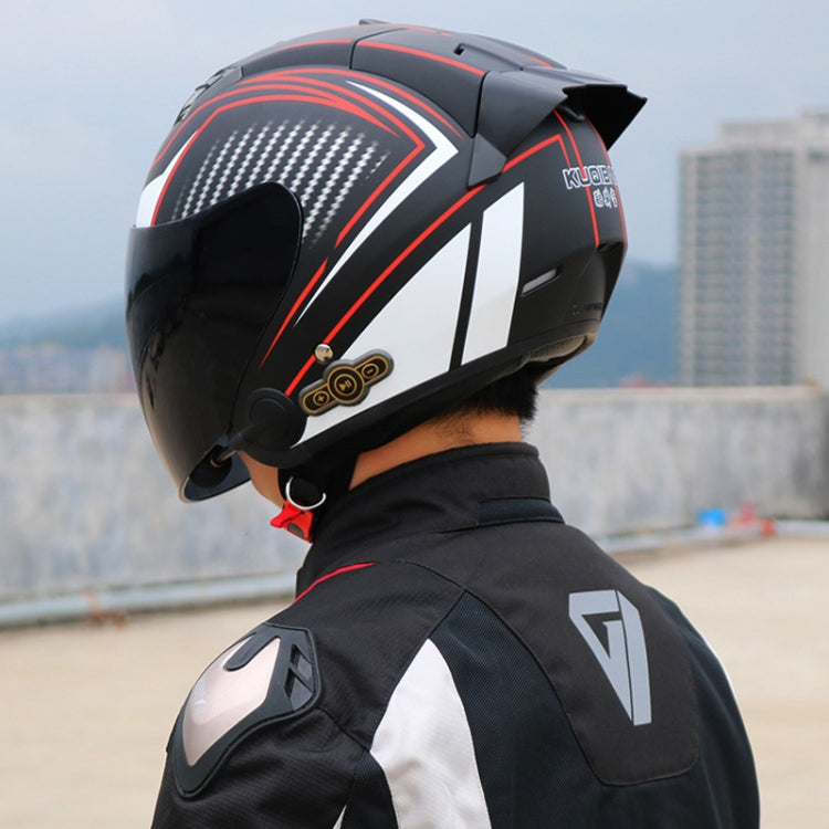 KUQIBAO Motorcycle Smart Bluetooth Sun Protection Double Lens Safety Helmet, Size: XL(Bright Black Phantom Fiber+Gray Tail) - Helmets by KUQIBAO | Online Shopping South Africa | PMC Jewellery | Buy Now Pay Later Mobicred