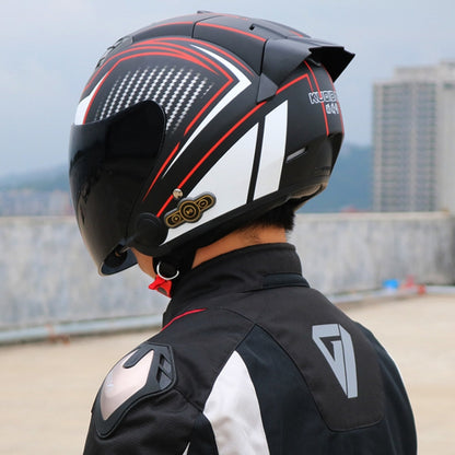 KUQIBAO Motorcycle Smart Bluetooth Sun Protection Double Lens Safety Helmet, Size: XL(White Phantom Fiber+Gray Tail) - Helmets by KUQIBAO | Online Shopping South Africa | PMC Jewellery | Buy Now Pay Later Mobicred