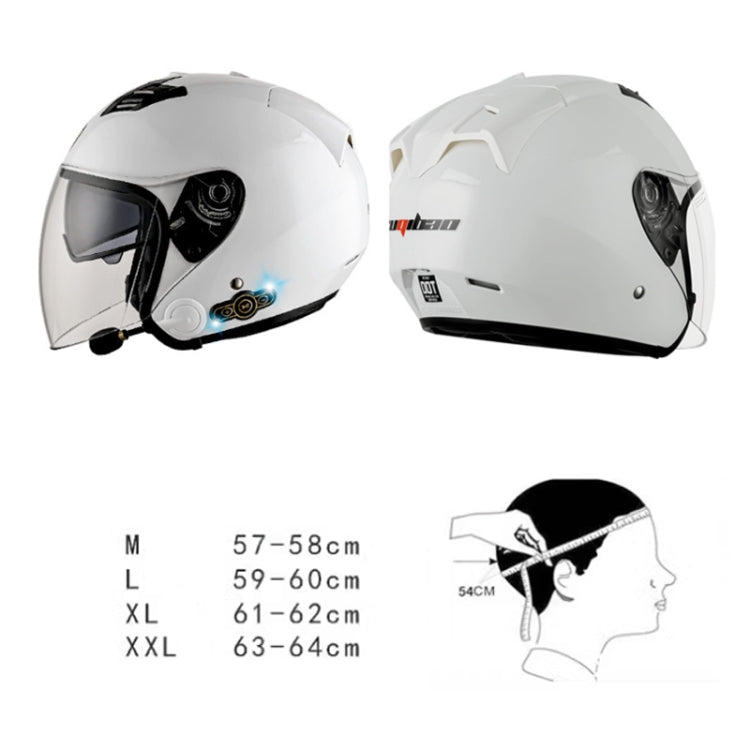 KUQIBAO Motorcycle Smart Bluetooth Sun Protection Double Lens Safety Helmet, Size: XL(White Phantom Fiber+Gray Tail) - Helmets by KUQIBAO | Online Shopping South Africa | PMC Jewellery | Buy Now Pay Later Mobicred