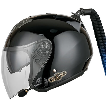 KUQIBAO Motorcycle Bluetooth Headset Double Lens Helmet With Braid, Size: XL(Bright Black) - Helmets by KUQIBAO | Online Shopping South Africa | PMC Jewellery | Buy Now Pay Later Mobicred