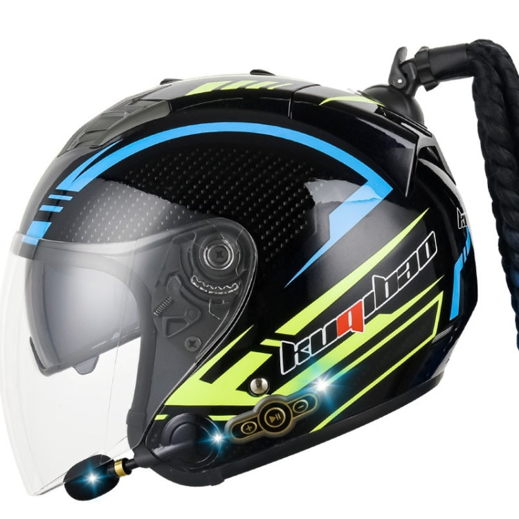 KUQIBAO Motorcycle Bluetooth Headset Double Lens Helmet With Braid, Size: XXL(Bright Black Phantom Fiber) - Helmets by KUQIBAO | Online Shopping South Africa | PMC Jewellery | Buy Now Pay Later Mobicred