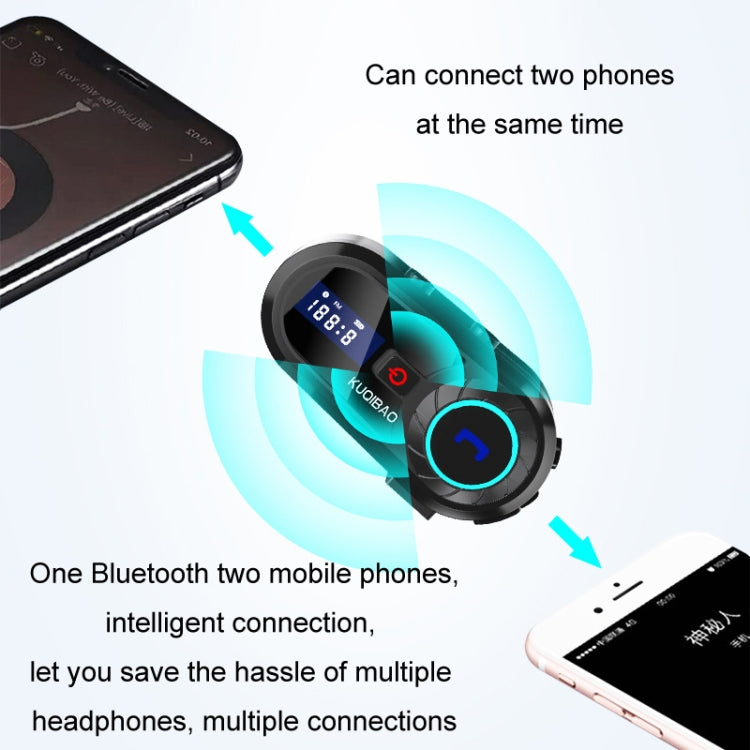 KUQIBAO Motorcycle Helmet Waterproof Bluetooth-compatible Headset With Screen(Hard Microphone) - Motorcycle Walkie Talkie by PMC Jewellery | Online Shopping South Africa | PMC Jewellery | Buy Now Pay Later Mobicred