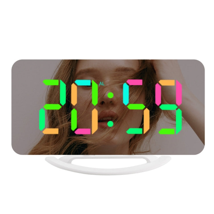 TS-8201 LED Digital Mirror Alarm Clock Big Screen Dual USB Desktop Table Clock, Color: RGB Display White Shell - free shipping - PMc TechLife - Order now!