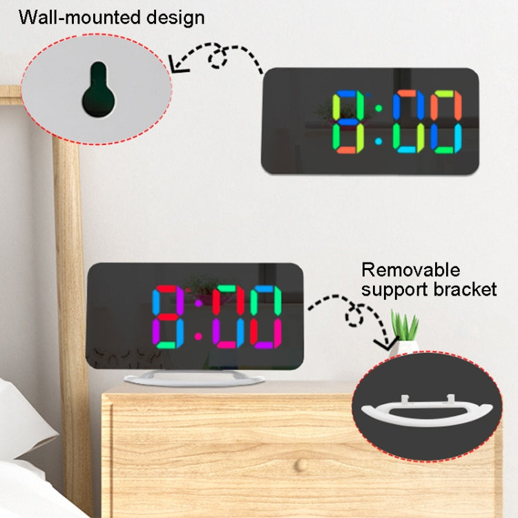 TS-8201 LED Digital Mirror Alarm Clock Big Screen Dual USB Desktop Table Clock, Color: Black Shell White Light - Alarm Clocks by PMc TechLife | Online Shopping South Africa | PMc TechLife | Buy Now Pay Later Mobicred