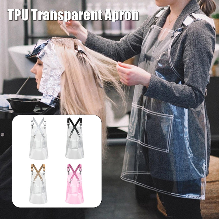 50 Silk Short 60cm Transparent TPU Apron Solid Color Webbing Adjustable Work Apron(Transparent + Black Webbing) - Aprons & Caps by PMC Jewellery | Online Shopping South Africa | PMC Jewellery