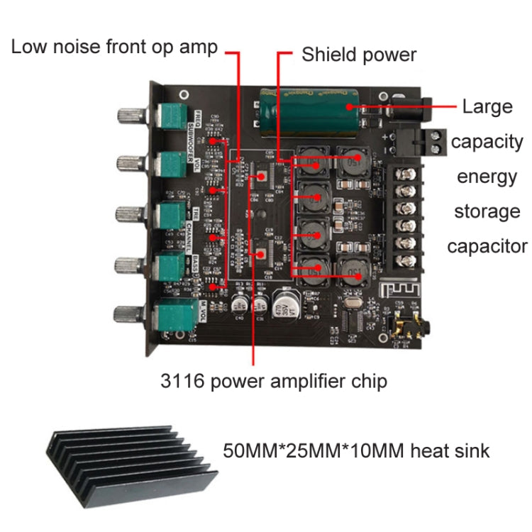 ZK-TB21 TPA3116D2 High & Low Pitch Adjustment 2.1 Channel Bluetooth Full Digital Power Amplifier Module - Breadboard / Amplifier Board by PMC Jewellery | Online Shopping South Africa | PMC Jewellery