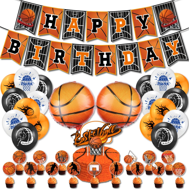 Basketball Theme Party Set Flag + Balloon + Cake Insert Set - Balloons by PMC TechLife | Online Shopping South Africa | PMC TechLife