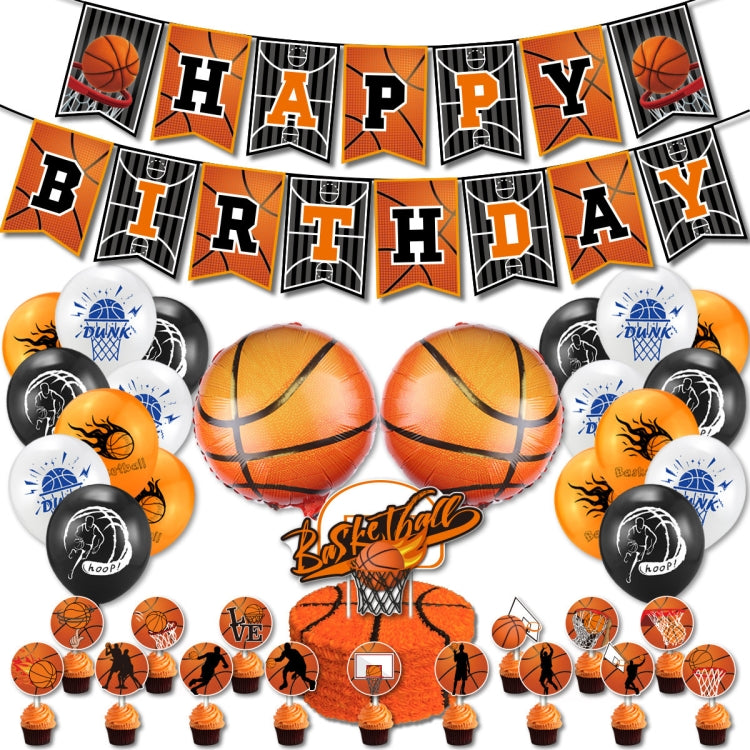 Basketball Theme Party Set Flag + Balloon + Cake Insert Set - Balloons by PMC Jewellery | Online Shopping South Africa | PMC Jewellery