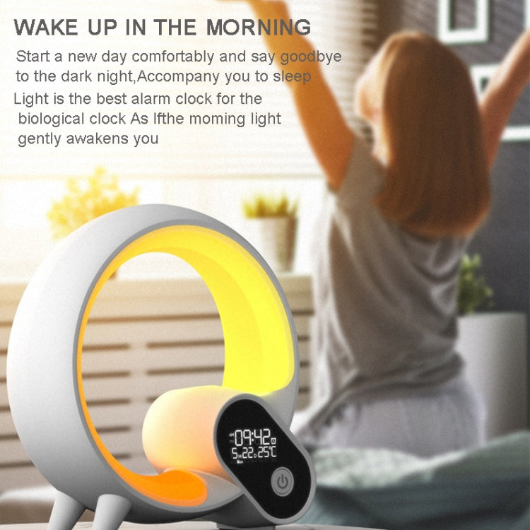 Multi-Functional RGBW Atmosphere Light Bluetooth Speaker Sunrise Wake-Up Lamp Digital Display Alarm Clock(White) - Novelty Lighting by PMC TechLife | Online Shopping South Africa | PMC TechLife | Buy Now Pay Later Mobicred
