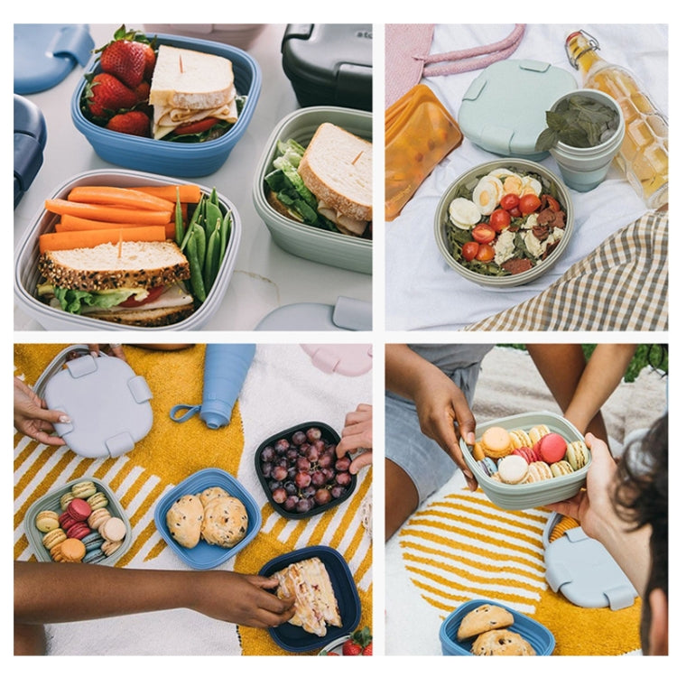 1100ml Silicone Folding Lunch Box  Travel Bowl Microwave & Dishwasher Safe(Gray) - Preservation Supplies by PMC TechLife | Online Shopping South Africa | PMC TechLife