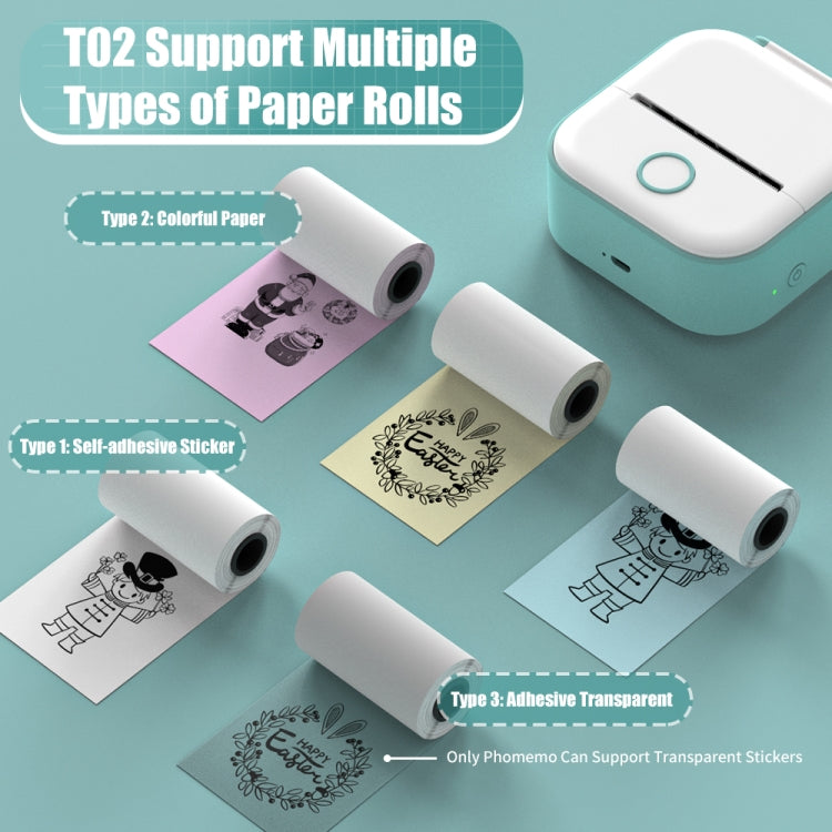 Phomemo T02 Standard Error Mini Pocket Small Portable Bluetooth Phone Photo Label Thermal Printer(Blue) - Printer by Phomemo | Online Shopping South Africa | PMC Jewellery