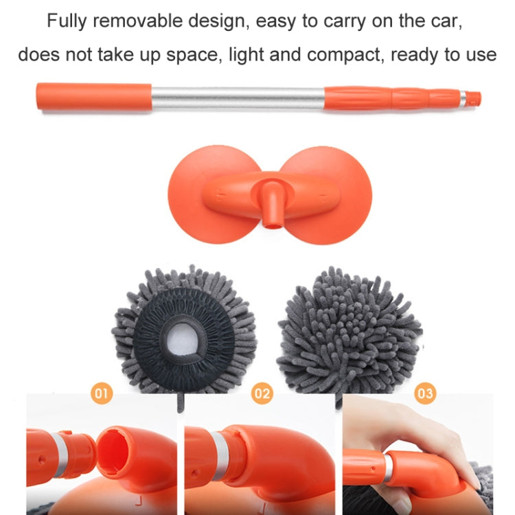 Car Wash Mop Soft Brush Long Handle Telescopic Rotary Car Cleaning Tool(Orange) - Car washing supplies by PMC TechLife | Online Shopping South Africa | PMC TechLife | Buy Now Pay Later Mobicred