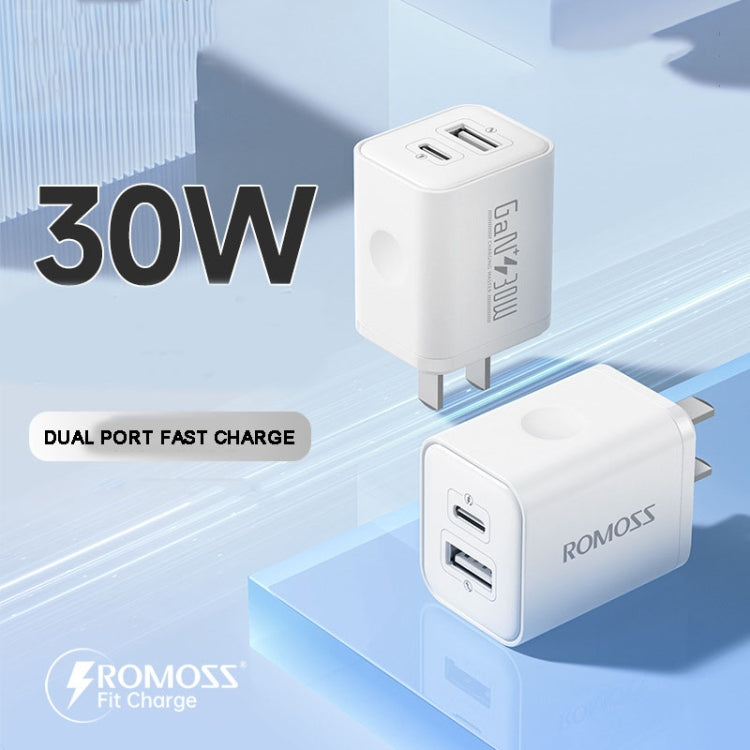 ROMOSS AC30T PD 30W Double Port Type-C/USB-C+USB-A  Gallium Nitride Charger Adapter,CN Plug - USB Charger by ROMOSS | Online Shopping South Africa | PMC Jewellery | Buy Now Pay Later Mobicred