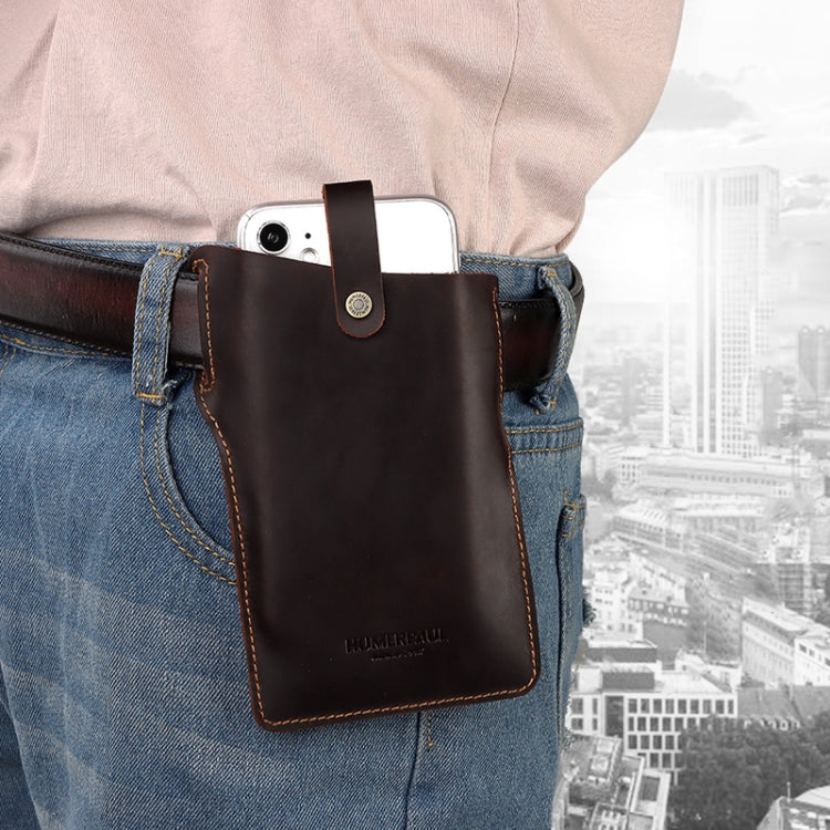 HUMERPAUL Men Leather Retro Belt Mobile Phone Bag(Black) - Waist Bags by HUMERPAUL | Online Shopping South Africa | PMC Jewellery
