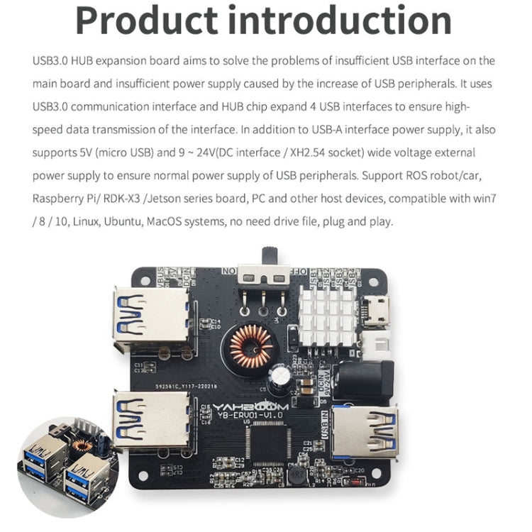 Yahboom USB3.0 HUB Expansion Board ROS Robot Expansion Dock(6000301226) - free shipping - PMC Jewellery - Order now!