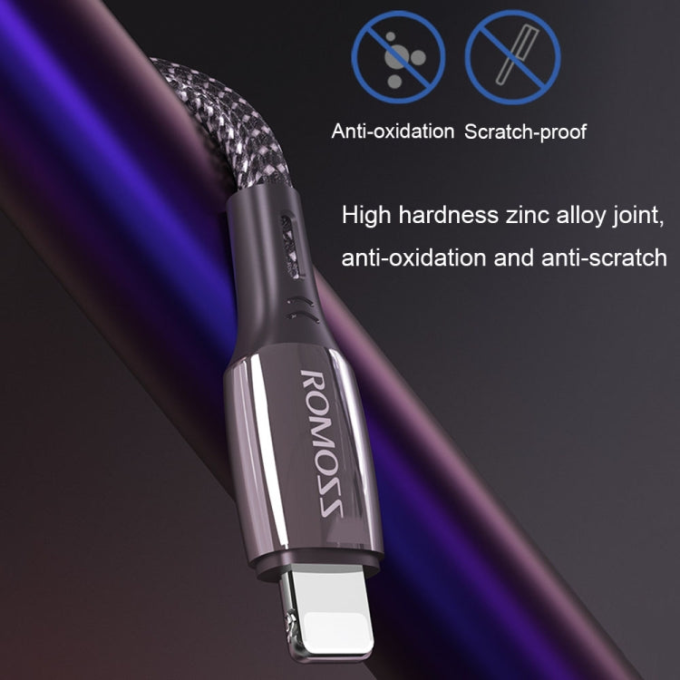 ROMOSS PD 20W Type-C to 8 Pin Braided Wear-Resistant Charging Data Cable, Length: 1.8m(Black) - Normal Style Cable by ROMOSS | Online Shopping South Africa | PMC Jewellery | Buy Now Pay Later Mobicred