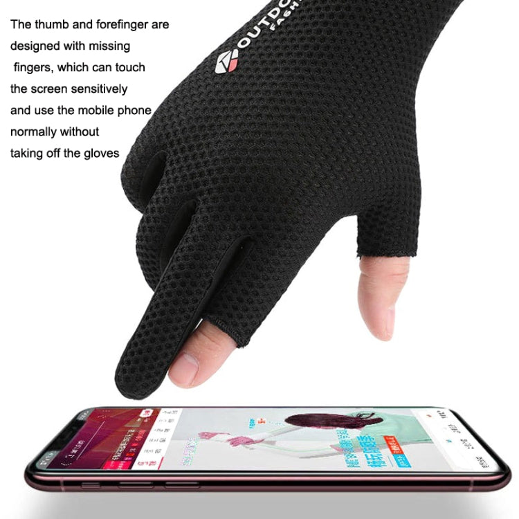 Cycling Thin Sunscreen UV Protection Mesh Breathable Ice Silk Two-finger Gloves(Black) - Cycling Gloves by PMC Jewellery | Online Shopping South Africa | PMC Jewellery