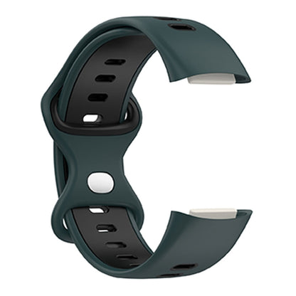 For Fitbit Charge 5 Smart Watch Sports Waterproof Two-Color Silicone Band(Olive Green Black) - Watch Bands by PMC Jewellery | Online Shopping South Africa | PMC Jewellery | Buy Now Pay Later Mobicred