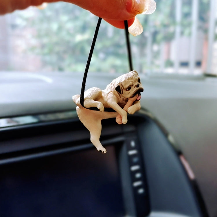 Small Bulldog Cute Dog Car Rearview Mirror Pendant(White) - Ornaments by PMC Jewellery | Online Shopping South Africa | PMC Jewellery