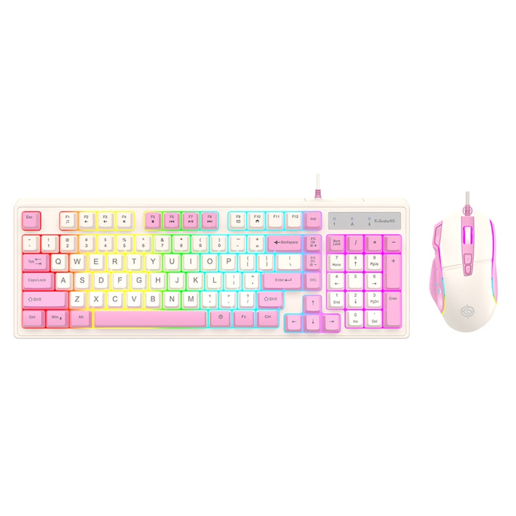 K-Snake Wired E-Sports Keyboard Mouse Mechanical Feel 98 Key Desktop Computer Notebook Keyboard, Style: Keyboard+Mouse (Pink) - Wired Keyboard by K-Snake | Online Shopping South Africa | PMC Jewellery | Buy Now Pay Later Mobicred