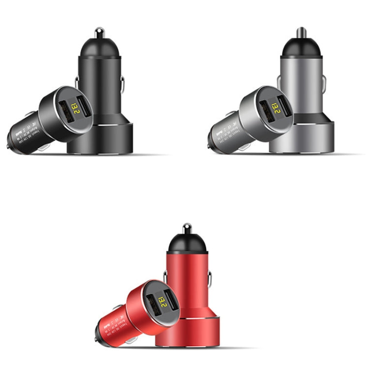 Mini Multifunctional Dual USB Digital Display Car Charger(Red) - Car Charger by PMC TechLife | Online Shopping South Africa | PMC TechLife | Buy Now Pay Later Mobicred