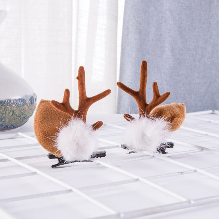 1pair Christmas Hair Accessories Cute Hairpins For Children, Color: Coffee Antler Mink Fur - Wearable Decoration by PMC Jewellery | Online Shopping South Africa | PMC Jewellery