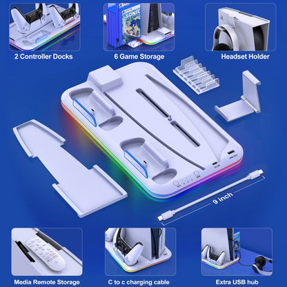 For PS5 / PSVR2 Controller Multi-Functional Cooling Base With RGB Lights(White) - Holder by PMC Jewellery | Online Shopping South Africa | PMC Jewellery