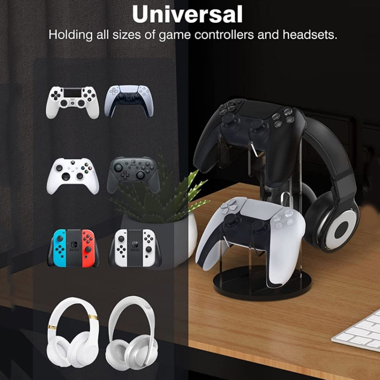 Acrylic Game Controller Display Stand Headphone Hanger(Black-Round Bottom) - Holder by PMC TechLife | Online Shopping South Africa | PMC TechLife