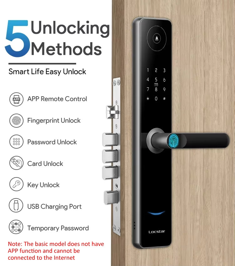 A60 Smart Fingerprint Password Door Lock With Doorbell, Spec: Basic Version Gray - Door Lock by PMc TechLife | Online Shopping South Africa | PMc TechLife | Buy Now Pay Later Mobicred