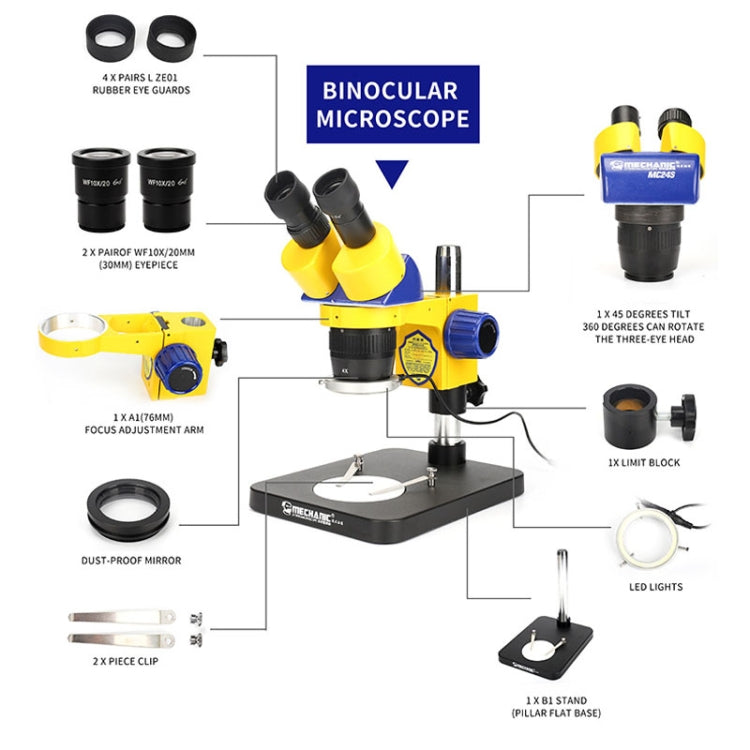 MECHANIC MC-75TimatX Trinocular Stereo Microscope Industrial Grade Can Connect To HD Display - Digital Microscope by MECHANIC | Online Shopping South Africa | PMC Jewellery | Buy Now Pay Later Mobicred