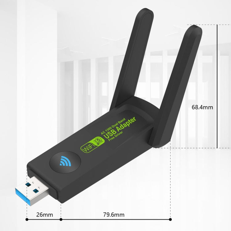 1300Mbps Wireless Network Card Gigabit Dual Band 5G Driverless Computer USB Network Card, Scope: 600m - USB Network Adapter by PMC Jewellery | Online Shopping South Africa | PMC Jewellery