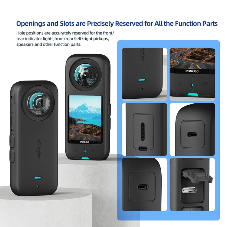 For Insta360 X3 AMagisn Body Silicone Protective Cover, Style: Lens Case (Black) - free shipping - PMC TechLife - Order now!