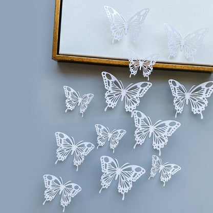 12pcs /Set 3D Simulation Skeleton Butterfly Stickers Home Background Wall Decoration Art Wall Stickers, Type: A Type White - Ornaments by PMC Jewellery | Online Shopping South Africa | PMC Jewellery